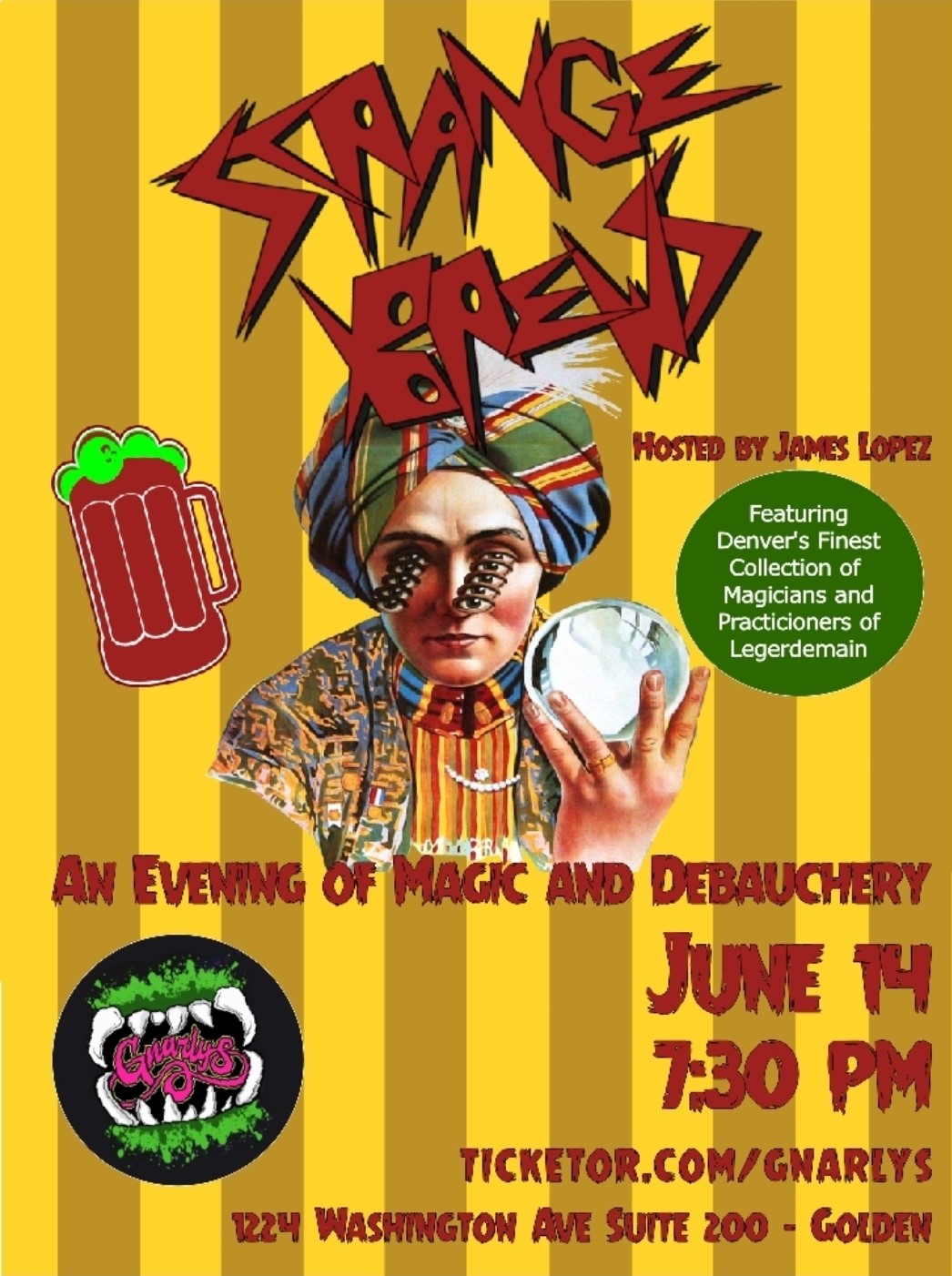 Get information & buy tickets to Strange Brews 18+ magic show on Jun 14, 19:30 @Gnarly's | Gnarly's