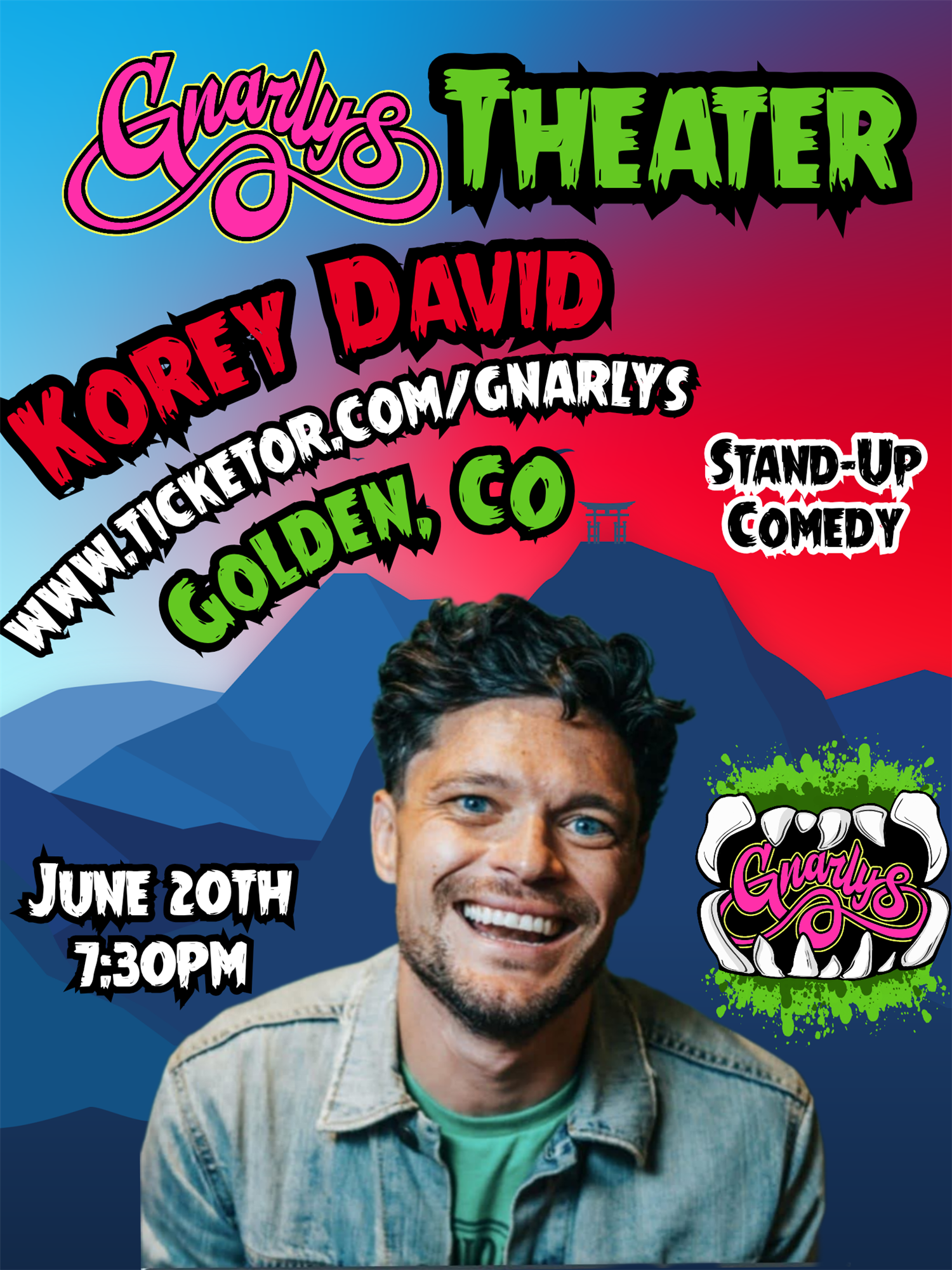 Get information & buy tickets to Stand Up Comedy With Korey David With Special Guests (18+) on Jun 20, 20:00 @Gnarly's | Gnarly's