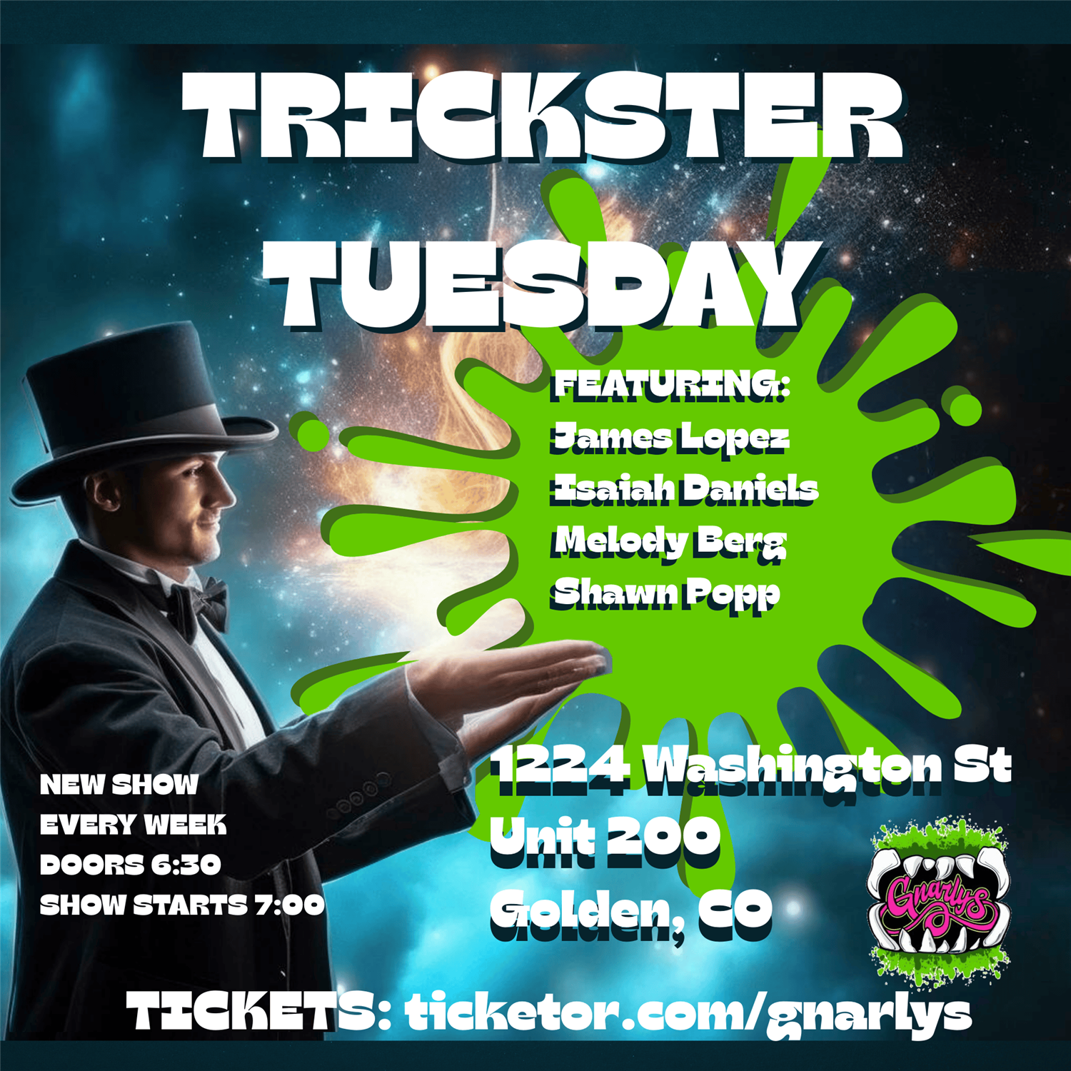 Trickster Tuesday Featuring Shawn Pop with James Lopez, Isaiah Daniels, Melody Berg image