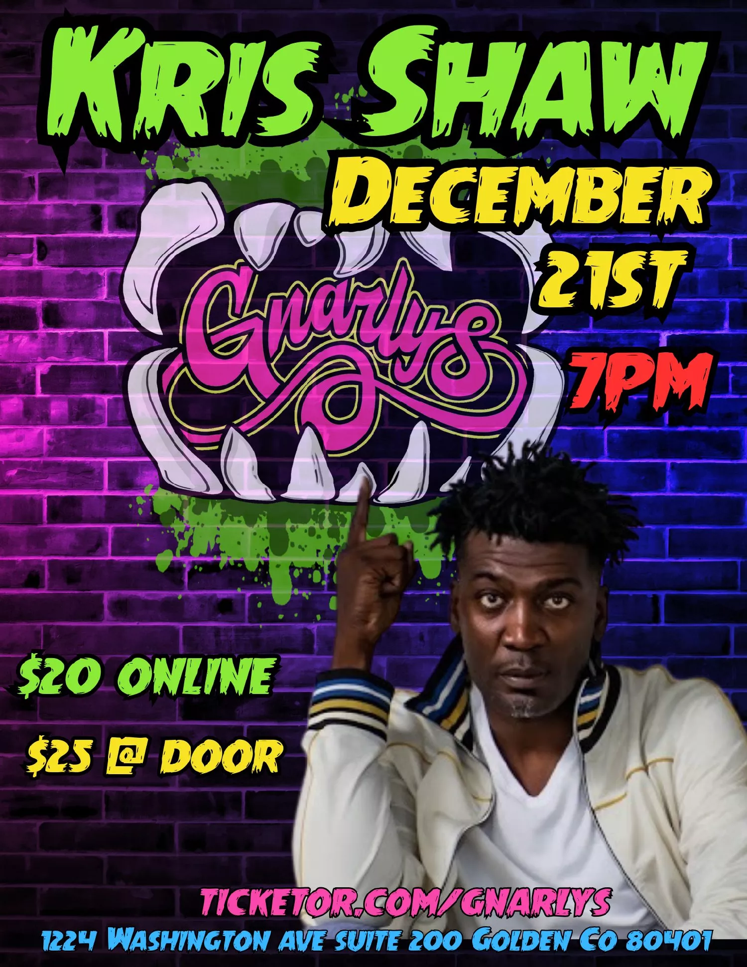 Get information & buy tickets toKris Shaw Stand Up Comedy on Dec 21, 19:00 @Gnarly's | Gnarly's