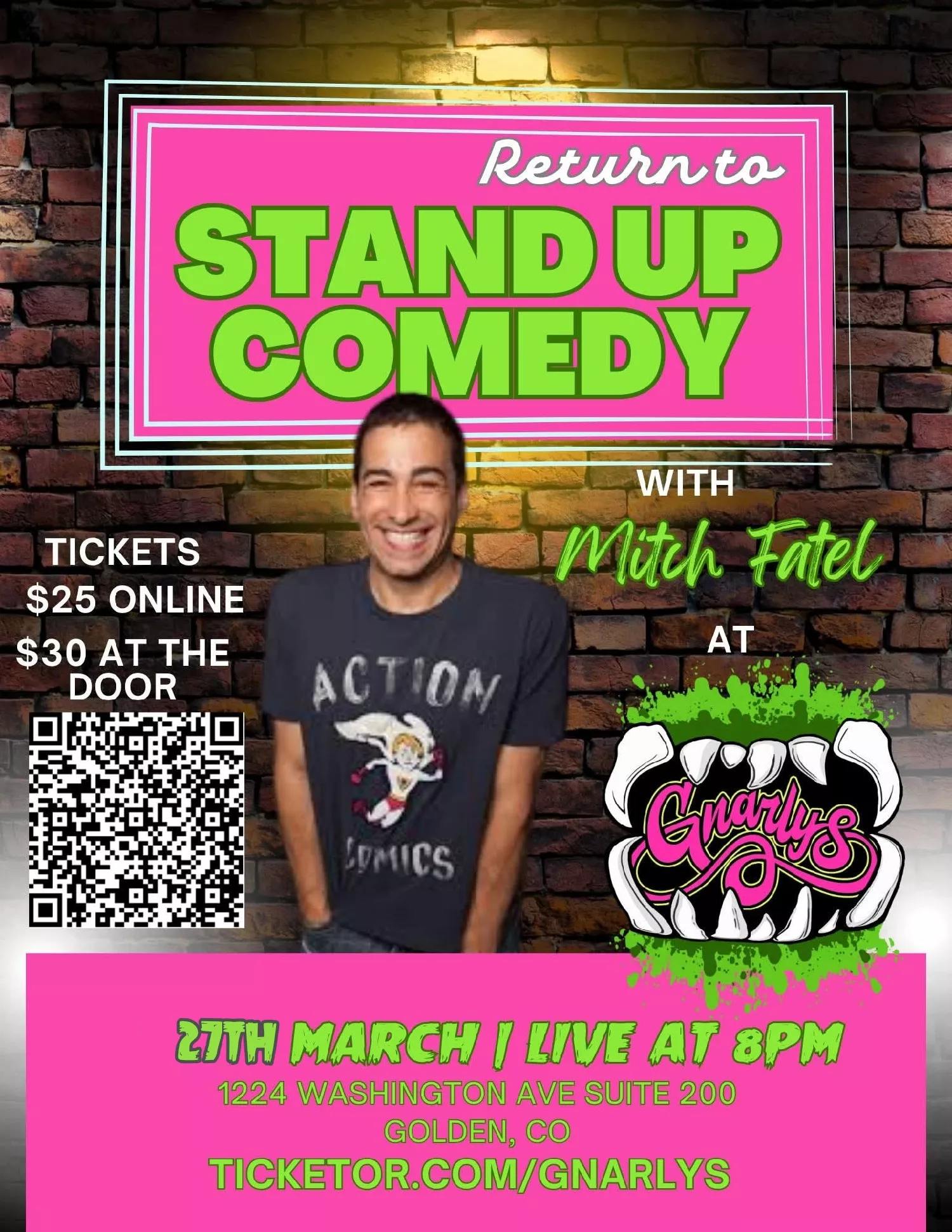 Obtenga información y compre entradas para Mitch Fatel Return to Stand Up Comedy Stand-up comedy event at Gnarly's Theater Golden Colorado. on Mar 27, 20:00 @Gnarly's
