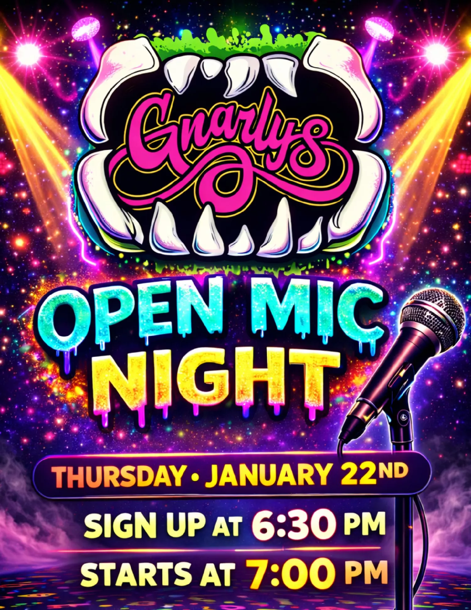Get information & buy tickets toGnarly's Open Mic Gnite  on Jan 22, 18:30 @Gnarly's | Gnarly's