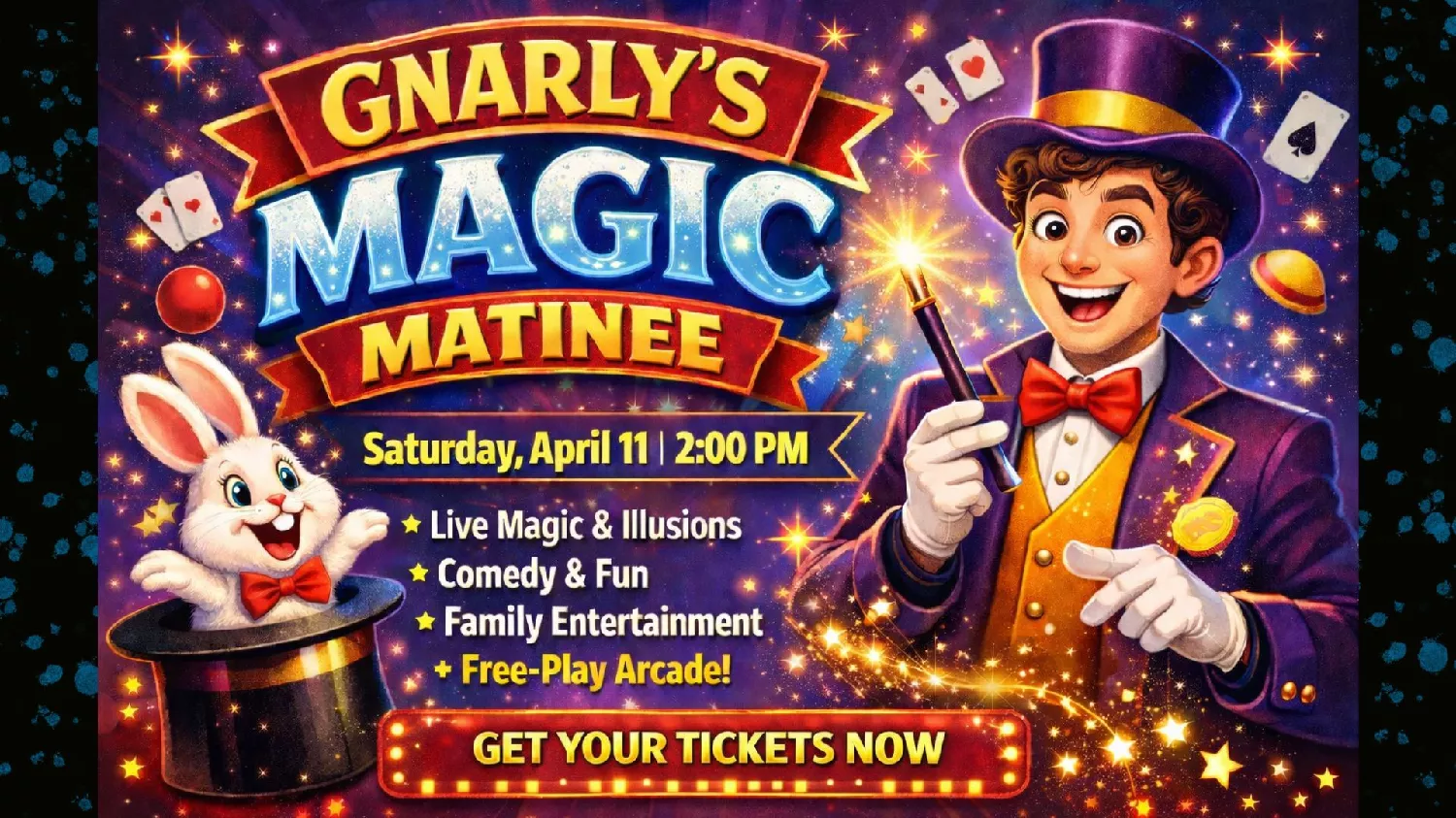 Get information & buy tickets toGnarly's Magic Matinee  on Apr 11, 14:00 @Gnarly's | Gnarly's