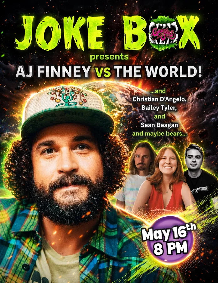 Get Information and buy tickets to Joke Box presents AJ Finney Vs The World on Gnarly's