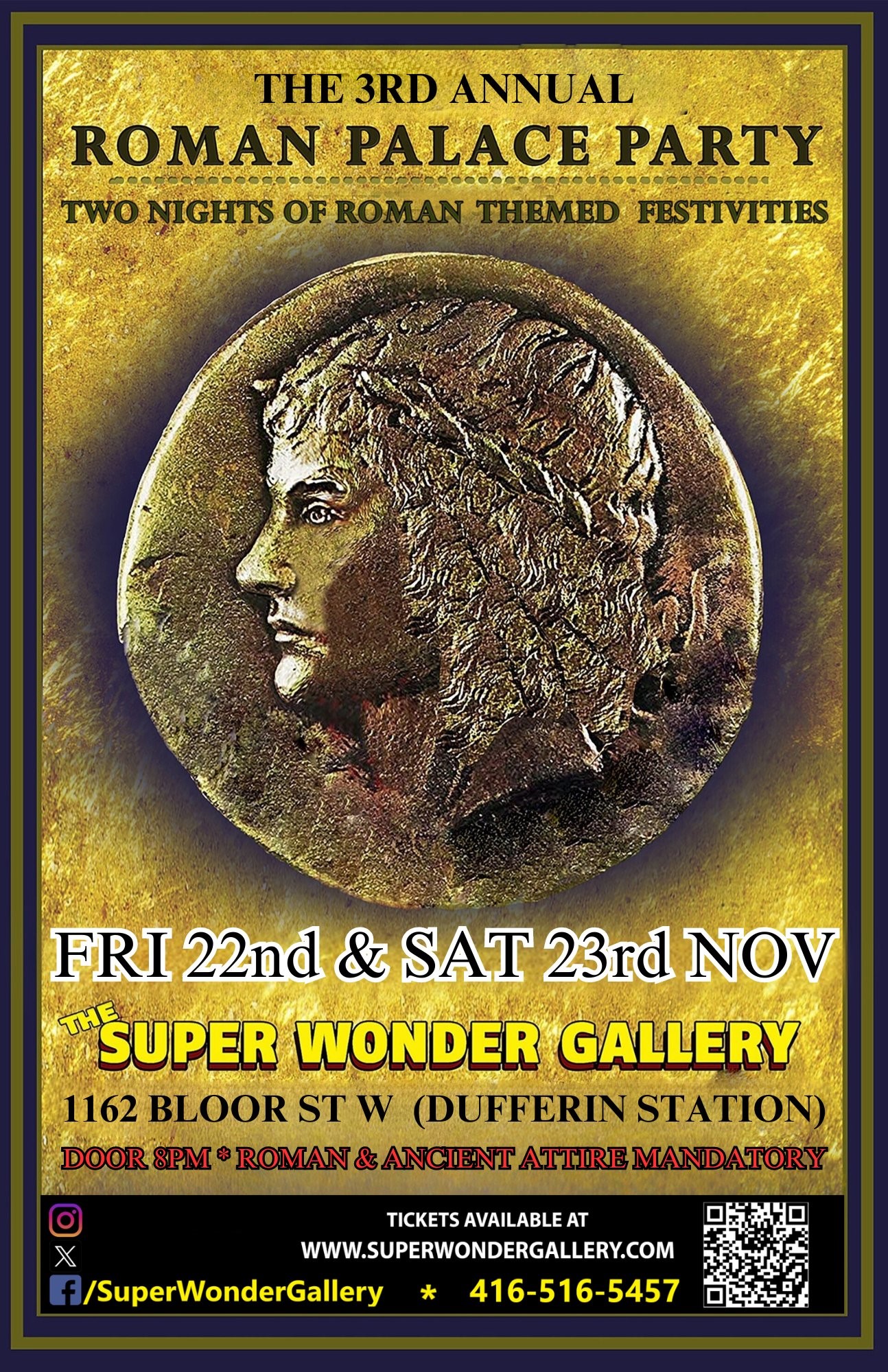 Obtenez des informations et achetez des billets pourROMAN PALACE PARTY Saturday on nov. 23, 20:30 @SUPER WONDER GALLERY | Super Wonder Gallery