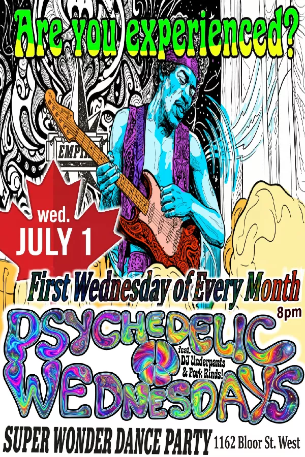 Get Information and buy tickets to Psychedelic Wednesdays DJ first Wednesday of Every Month on Super Wonder Gallery