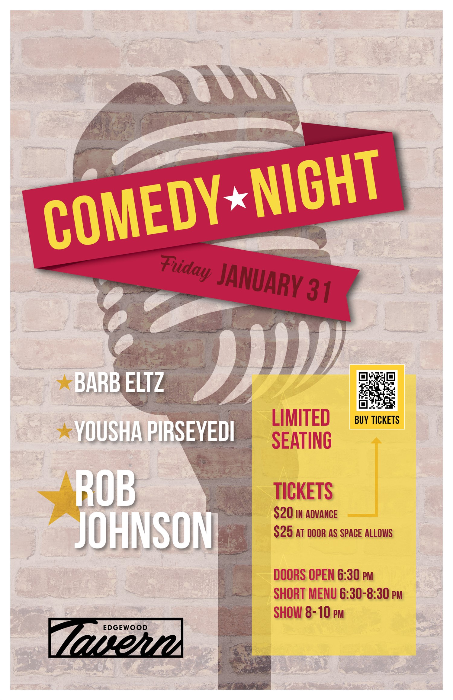 Get information & buy tickets to Comedy Night at Edgewood  on Jan 31, 20:00 @Edgewood Tavern | Edgewood Tavern