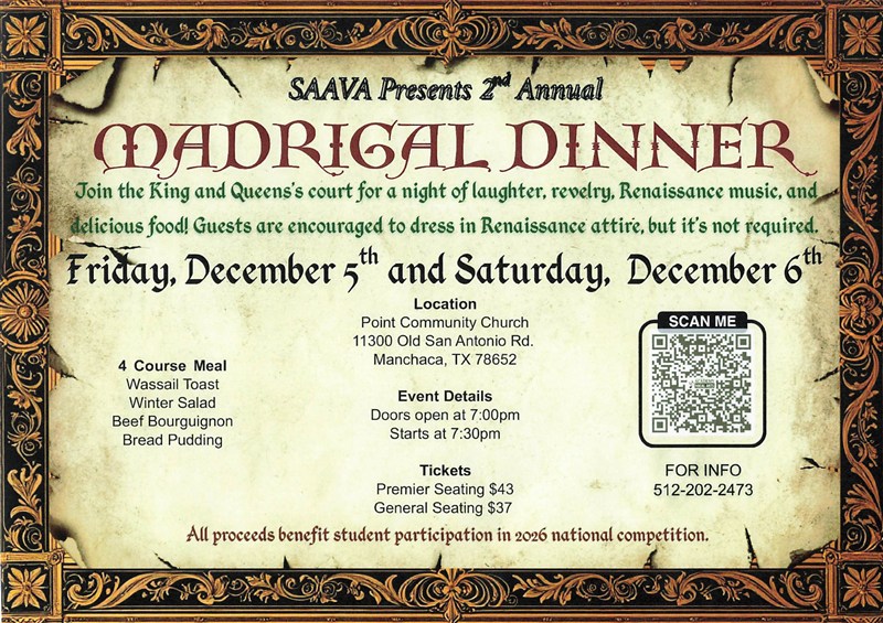 2nd Annual Madrigal Dinner (FRIDAY)