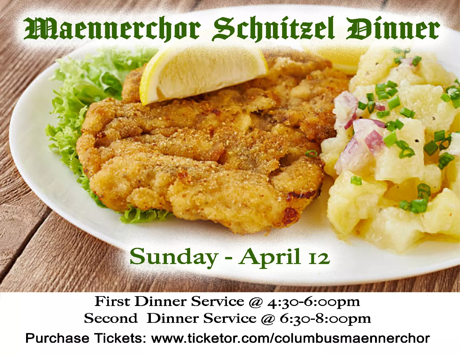 Schnitzel Dinner - April 2026 Carry Out Orders image