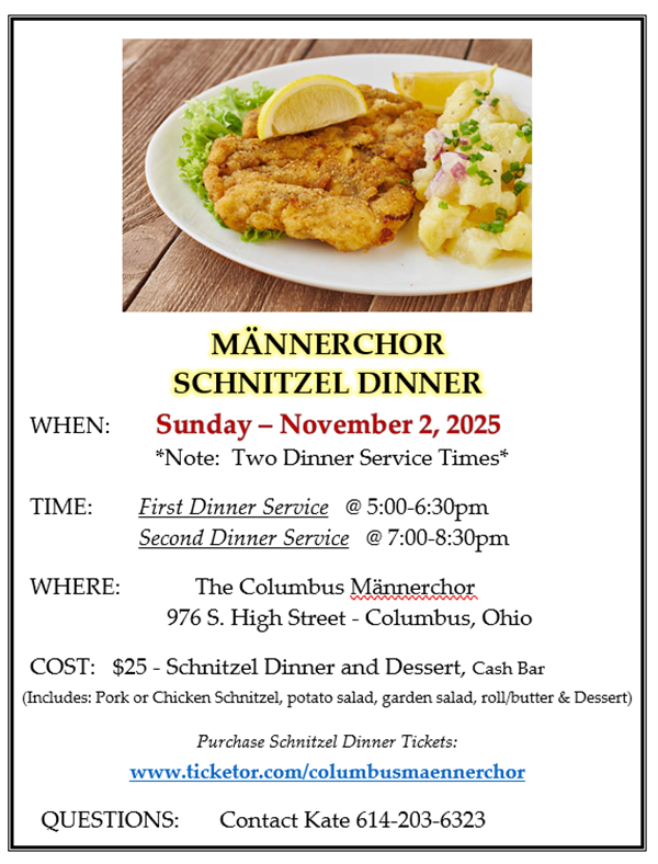 Schnitzel Dinner - November 2025 Carry Out Orders