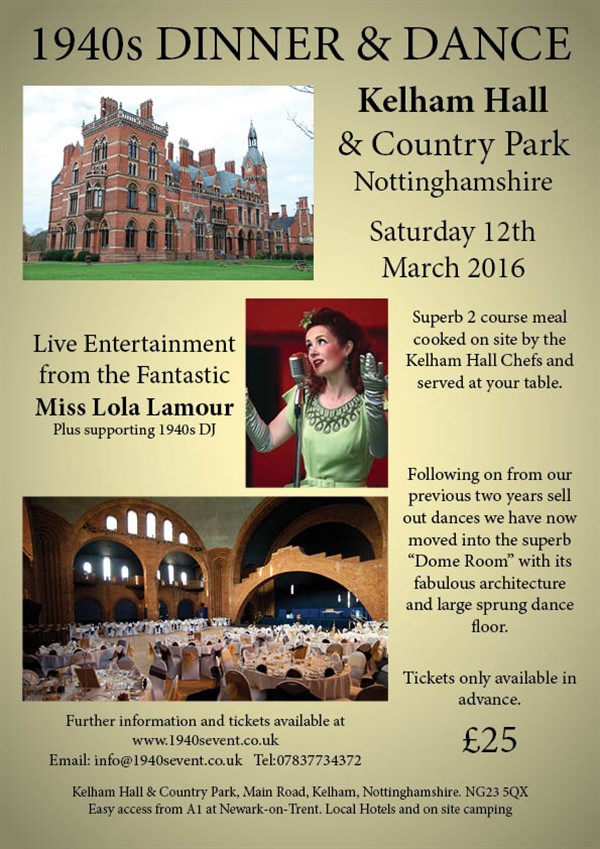 Get Information and buy tickets to Kelham Hall 1940s Dinner  Dance 2016 With Miss Lola Lamour on Turn Back Time