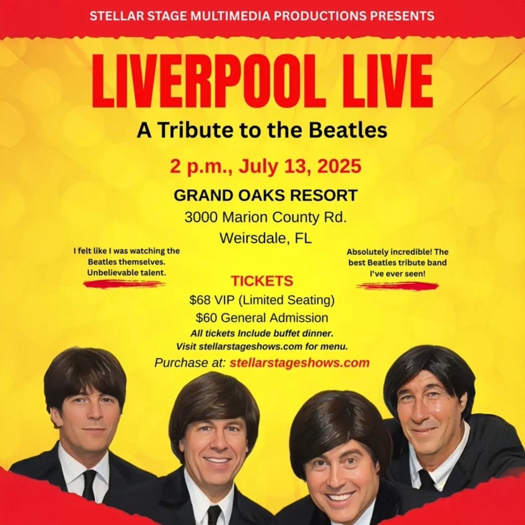 Get information & buy tickets to Liverpool Live Tribute to The Beatles,  on Jul 13, 14:00 @The Grand Oaks Resort-West Gallery | Grand Oaks Resort