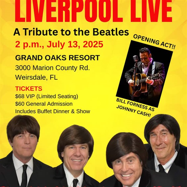 Get information & buy tickets toLiverpool Live Tribute to The Beatles,  on Jul 13, 14:00 @The Grand Oaks Resort-West Gallery | Grand Oaks Resort