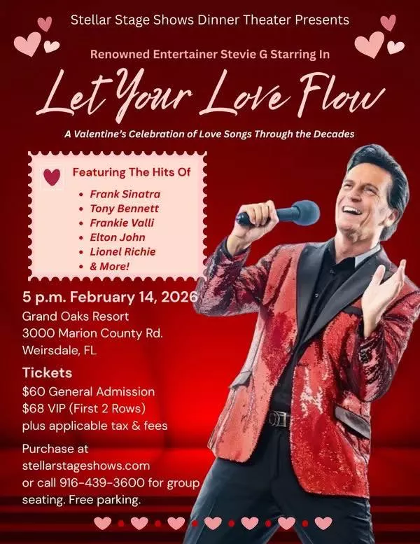 Get Information and buy tickets to Let Your Love Flow Valentine Celebration with Stevie G  on Grand Oaks Resort