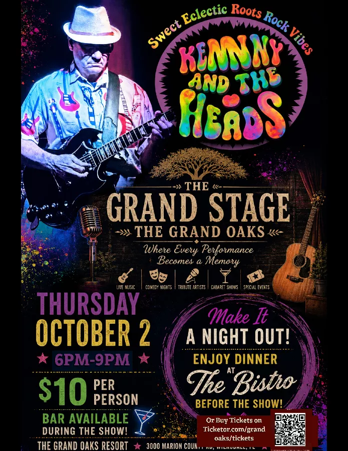 Get Information and buy tickets to Kenny and the Heads, October 2, 6PM  on Grand Oaks Resort