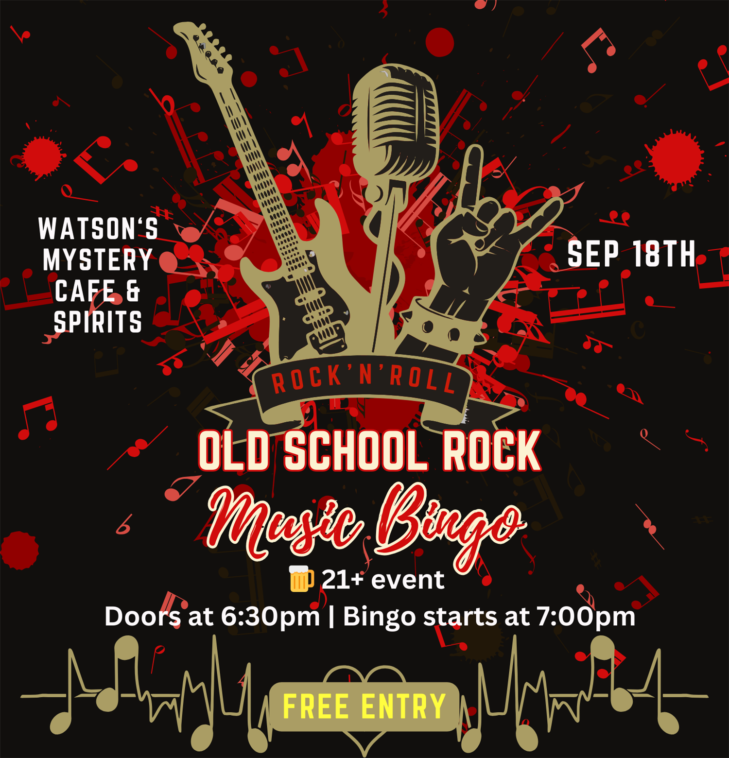 Old School Rock & Roll Music Bingo! FREE ENTRY 21+ image