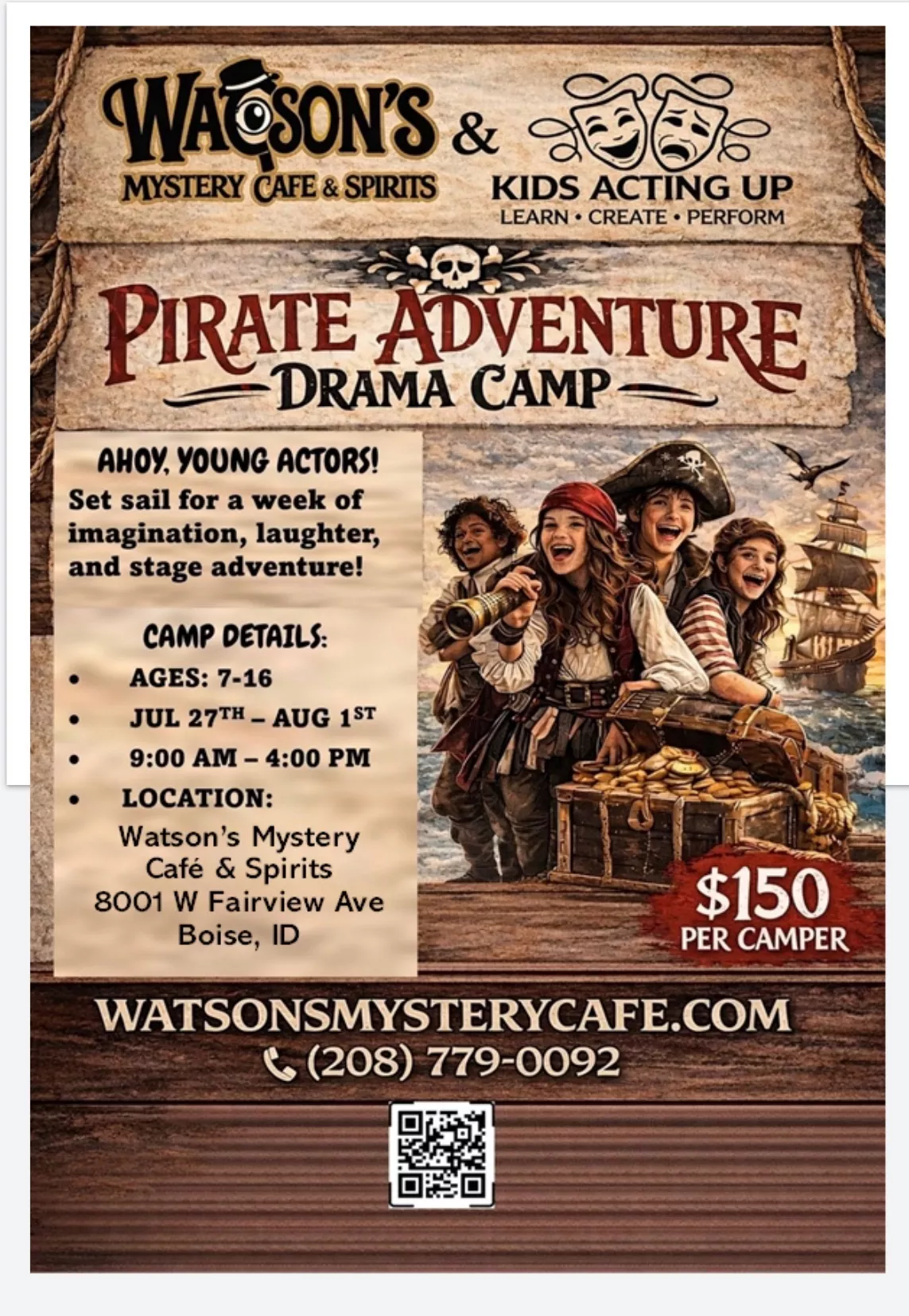 Get information & buy tickets toActing Out Loud  on Jul 27, 09:00 @Watson's Mystery Cafe & Spirits | Watson's Boise | watsons