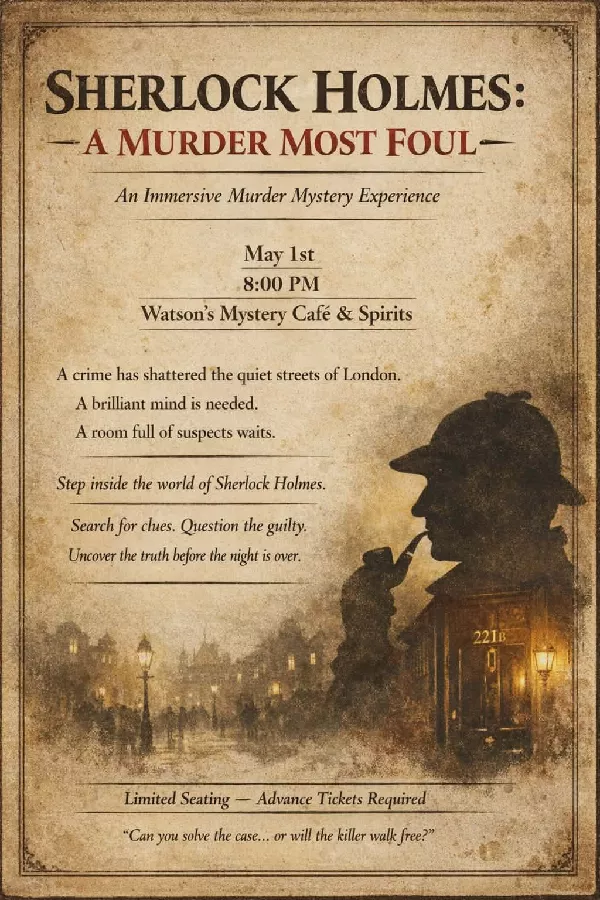 Get Information and buy tickets to Sherlock Holmes: A Murder Most Foul  on Watson's Boise