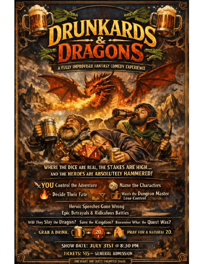 Get Information and buy tickets to How We Roll: Drunkards and Dragons Comedy Show (21+)  on Watson's Boise