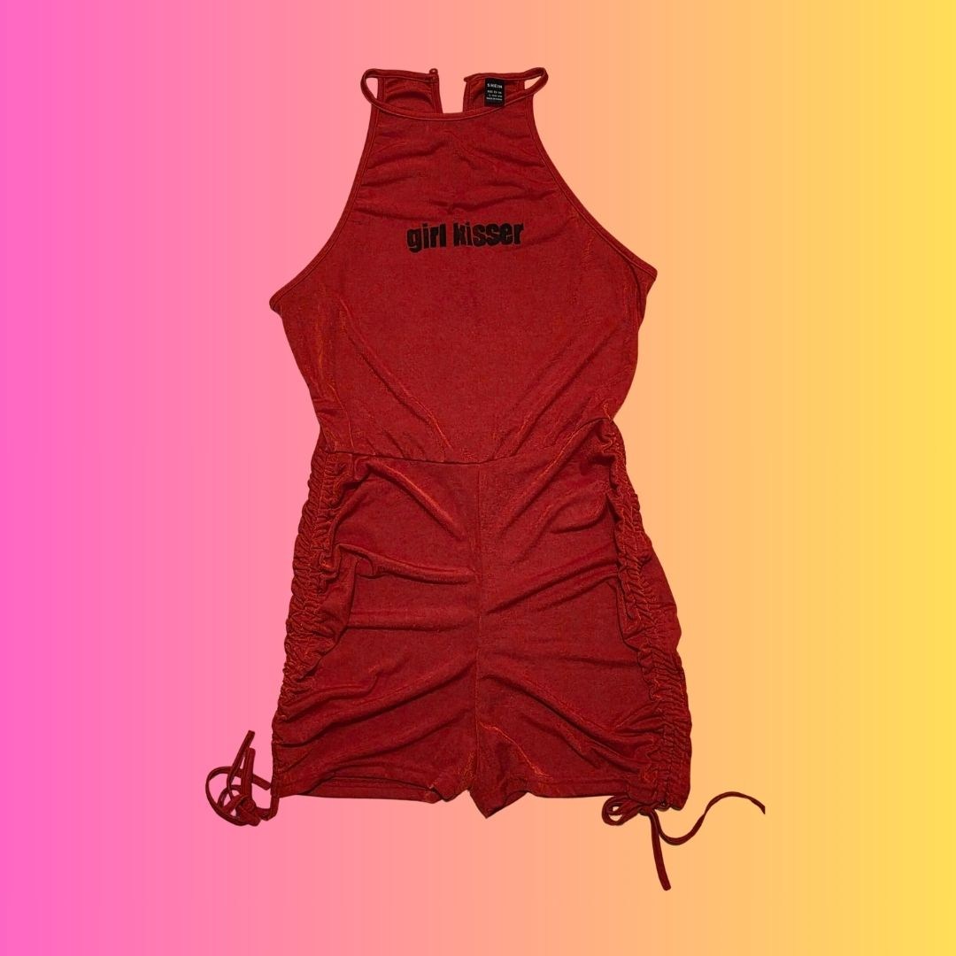 girl kisser red romper