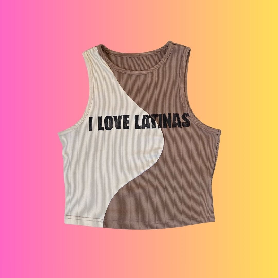 I LOVE LATINAS brown/white crop