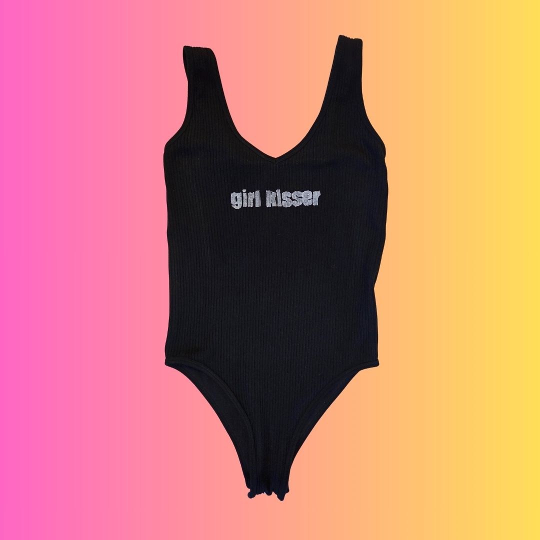 girl kisser black bodysuit 