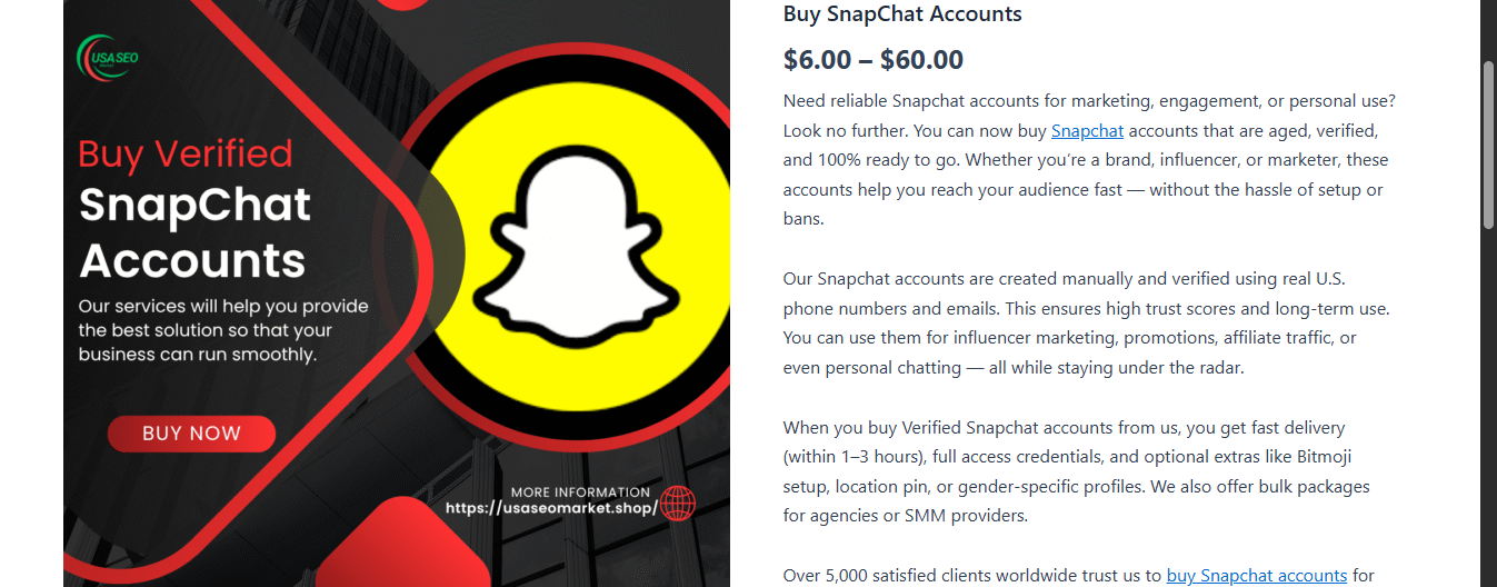Buy Verified Snapchat Accounts for Secure Social Media Marketing and Instant Engagement image