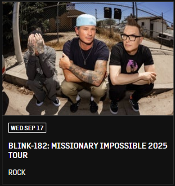 Transportation from Campground to Blink 182