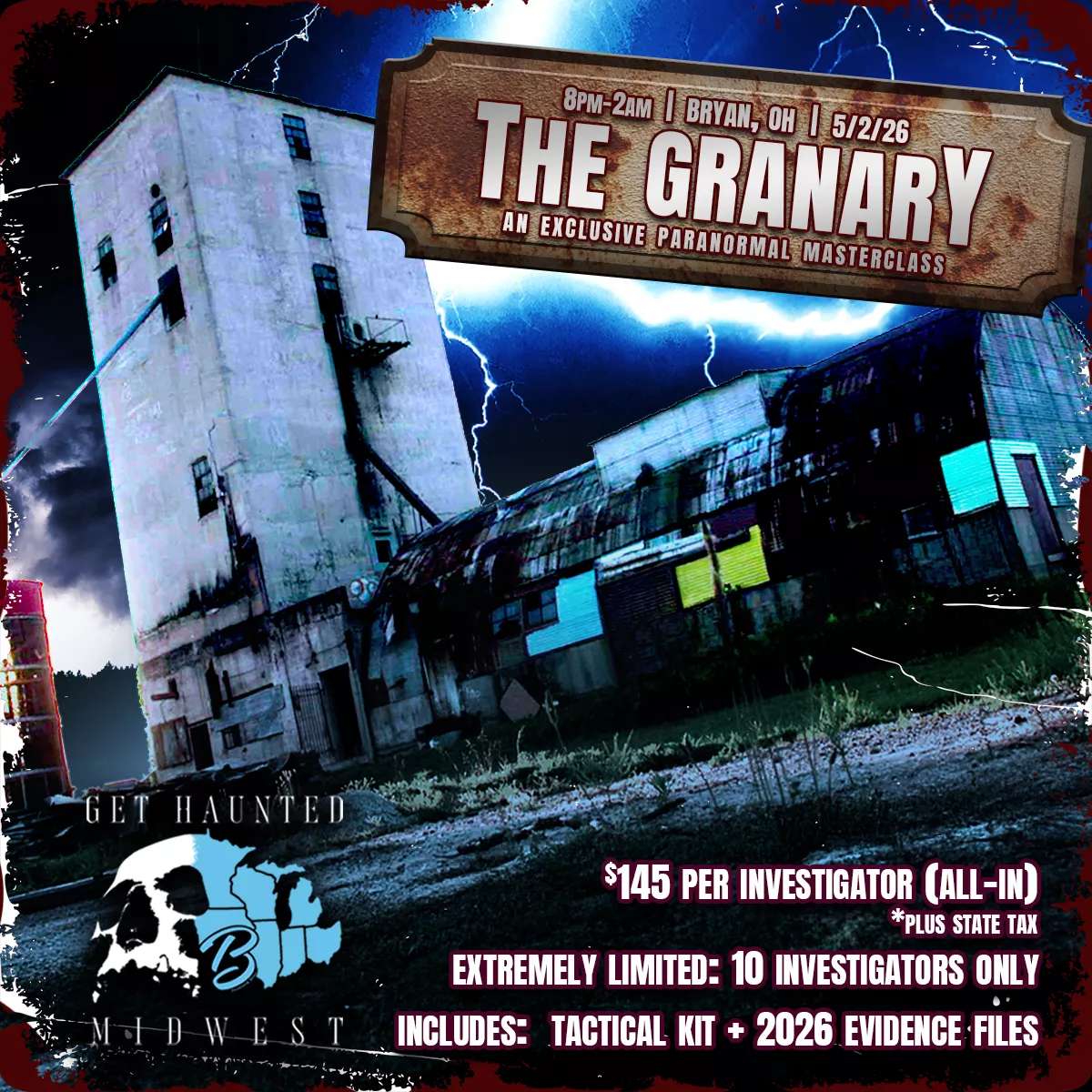 The Old Bryan Granary (May 2nd) Paranormal Investigation & Ghost Hunt | Bryan, OH image