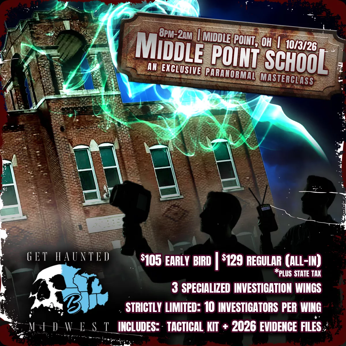 Middle Point School (Oct 3) Paranormal Investigation & Ghost Hunt | Middle Point, OH image