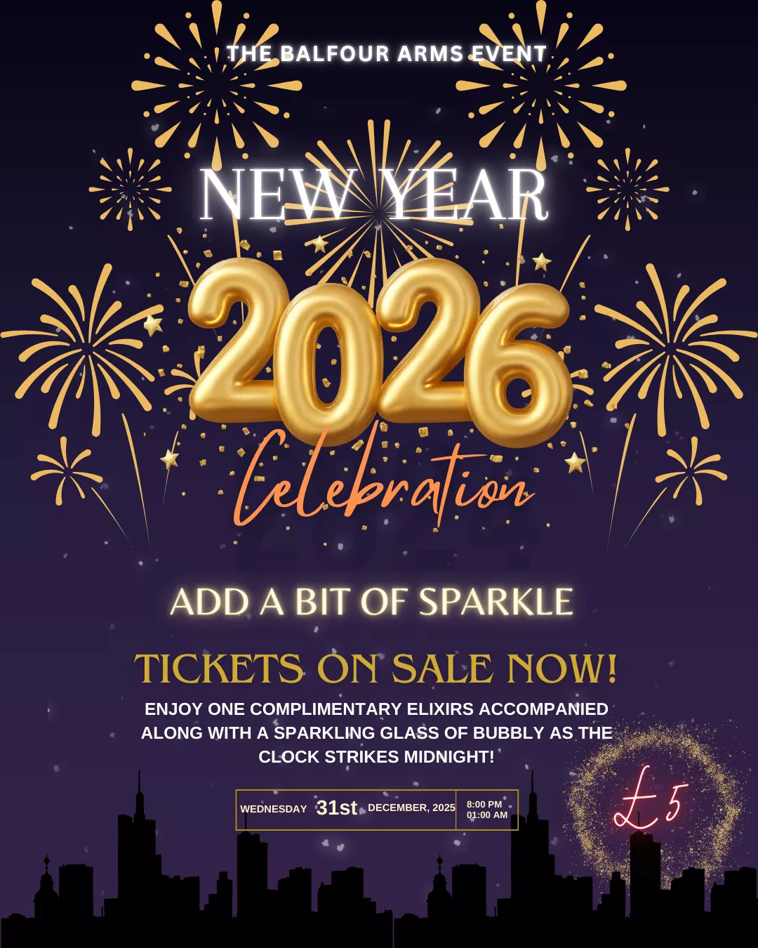 Get information & buy tickets toA little bit of sparkle New years eve party on ديسمبر 31, 20:00 @The Balfour Arms | The Balfour Arms