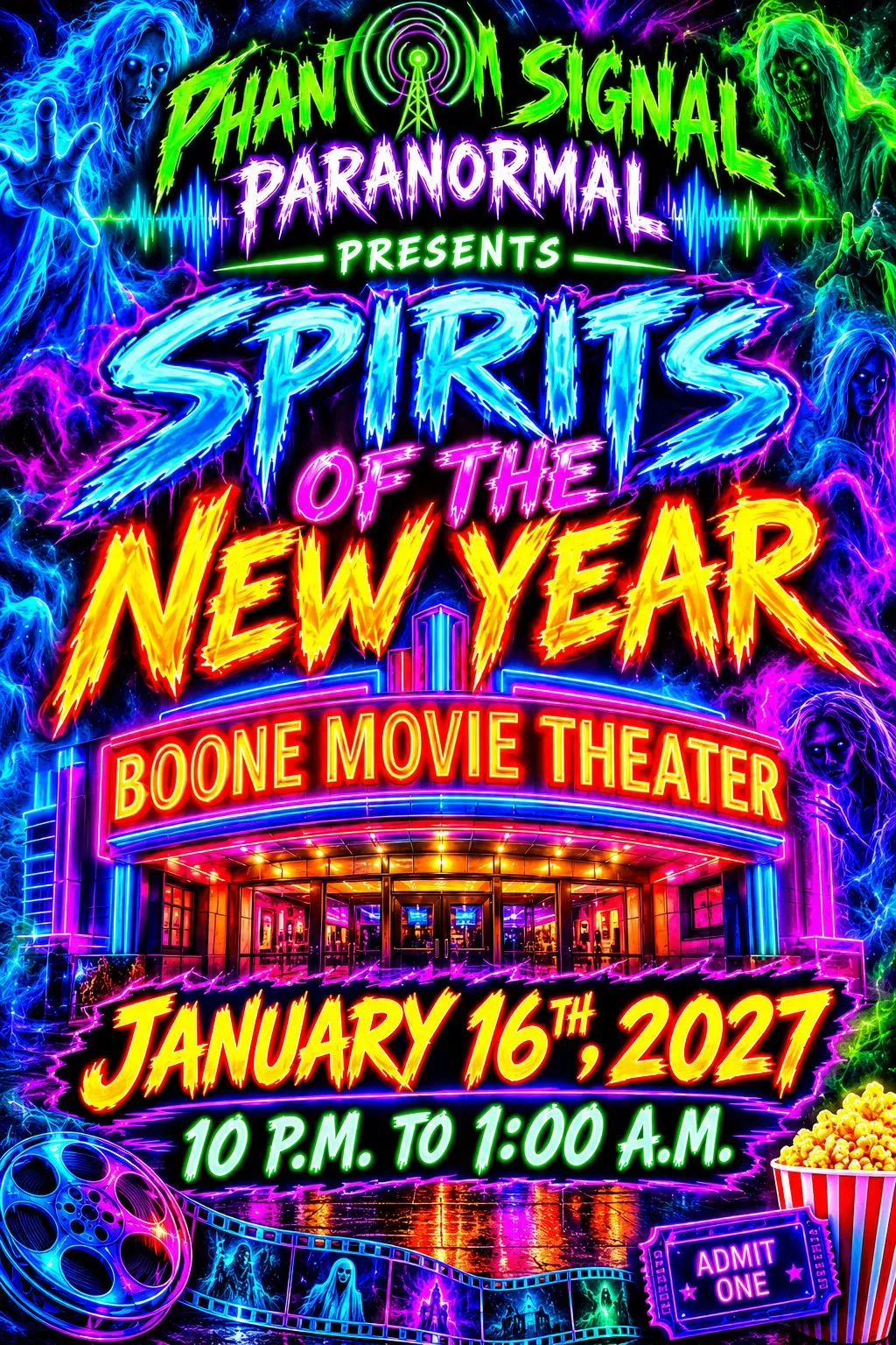 Get information & buy tickets toPhantom signal presents spirits of the new year  on Jan 16, 22:00 @Boone movie theater | Phantom signal paranormal 