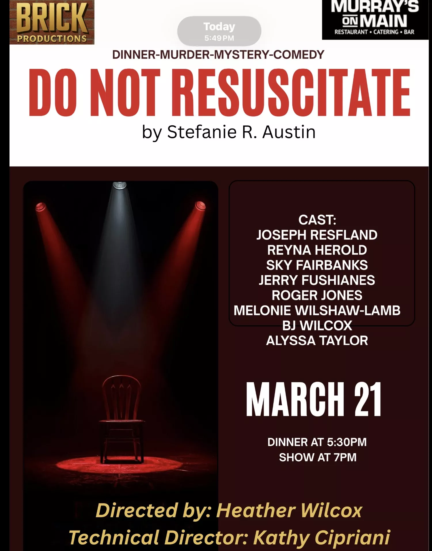 Do Not Resuscitate-Stage Play image