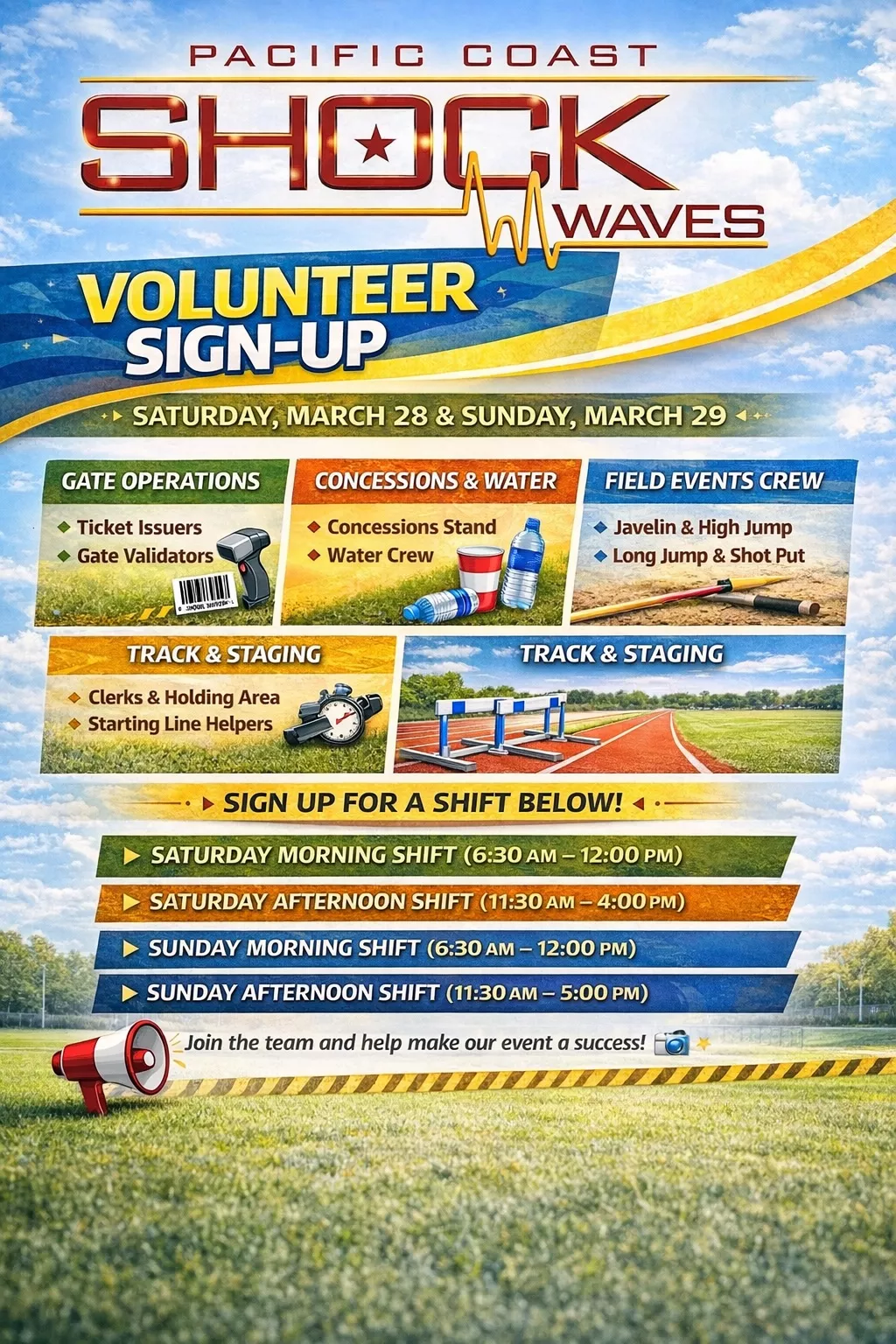 March 27th - March 29th Track Meet Volunteer Signup image
