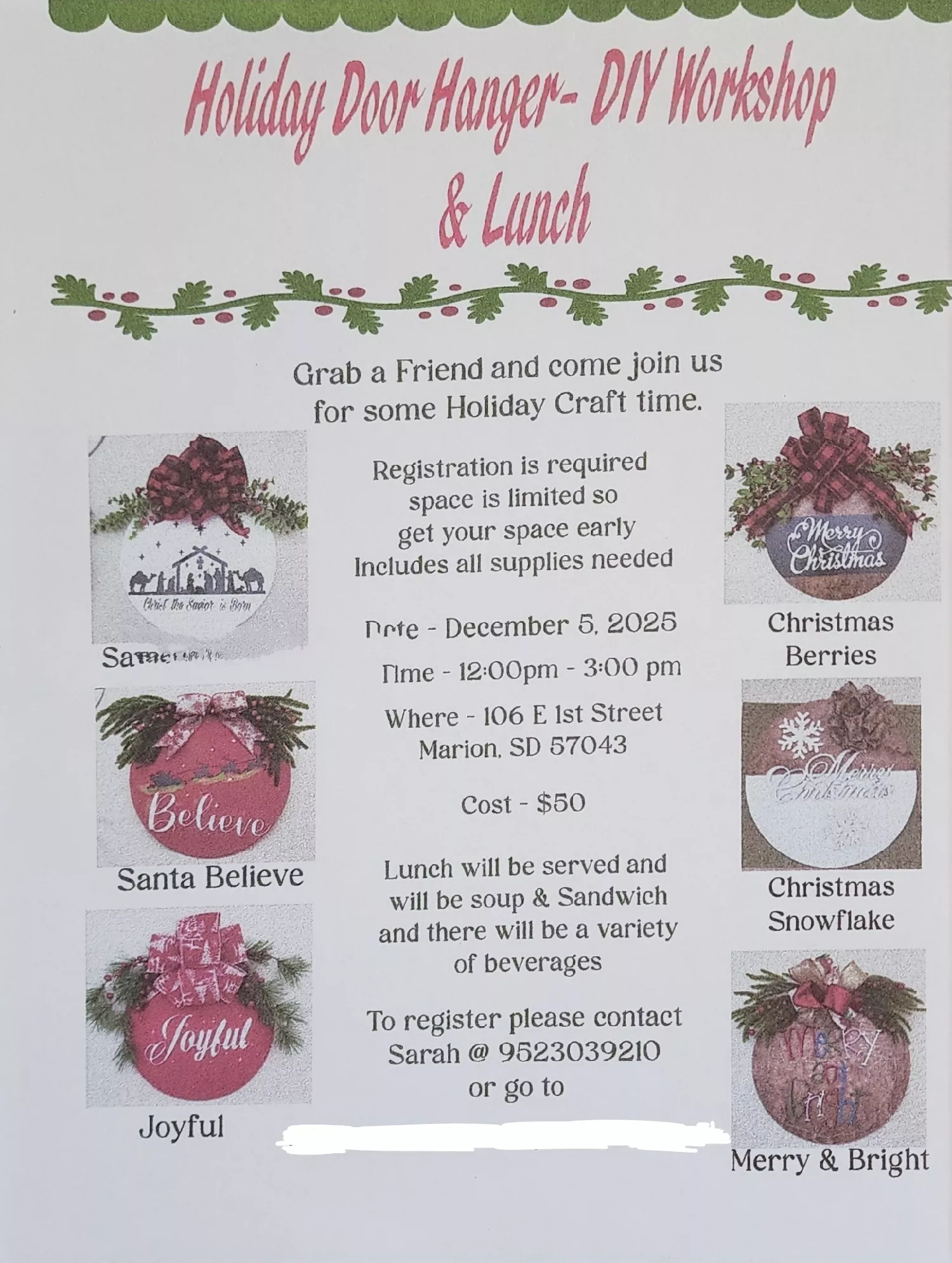 Holiday Door Hanger- DIY Workshop image