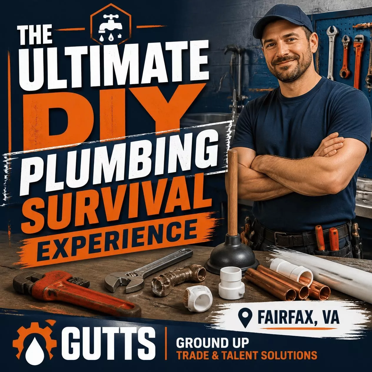 Get information & buy tickets toThe Ultimate DIY Plumbing Survival Experience (Fairfax, VA)  on Aug 25, 14:30 @GUTTS - Ground Up Trade & Talent Solutions