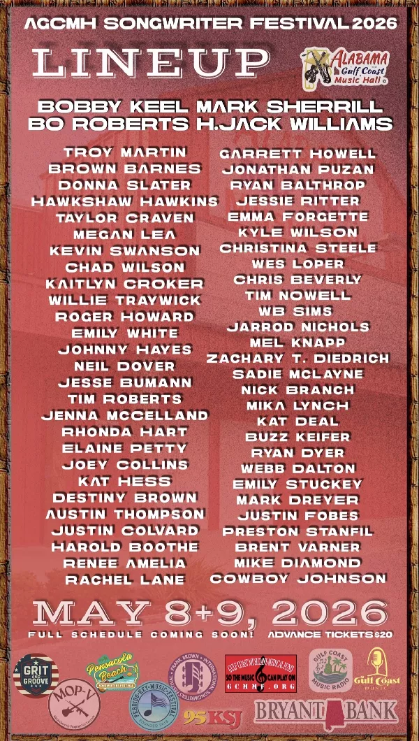 Get Information and buy tickets to AGCMH Songwriter’s Festival 2026 60+ Songwriters in Foley, AL on AGCMH Songwriters Festival