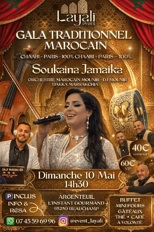 Obtenez des informations et achetez des billets pour Gala traditionnel Marocain - 100% Chaabi  sur Layali Event