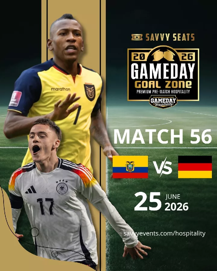 Get Information and buy tickets to 2026 Savvy Seats Gameday Goal Zone Group Stage Match 56: Ecuador vs Germany on Savvy Seats