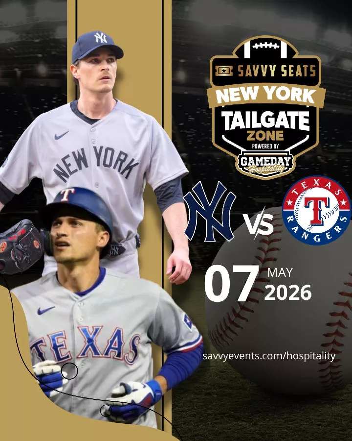 Get Information and buy tickets to Yankees vs Rangers Savvy Seats Tailgate Zone on Mr Davis Productions, Inc.