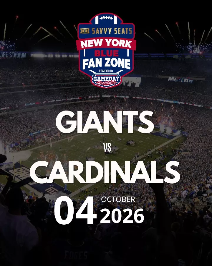 Get Information and buy tickets to New York Giants vs Arizona Cardinals Savvy Seats Blue Fan Zone on Savvy Seats