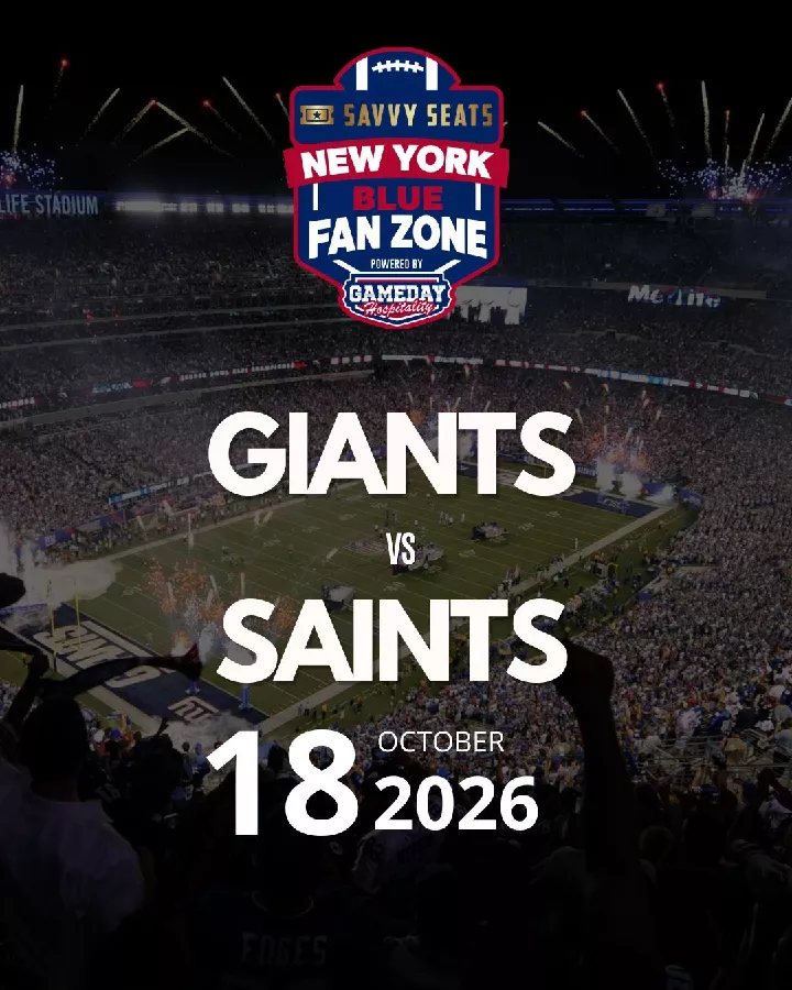Get Information and buy tickets to New York Giants vs New Orleans Saints Savvy Seats Blue Fan Zone on Savvy Seats