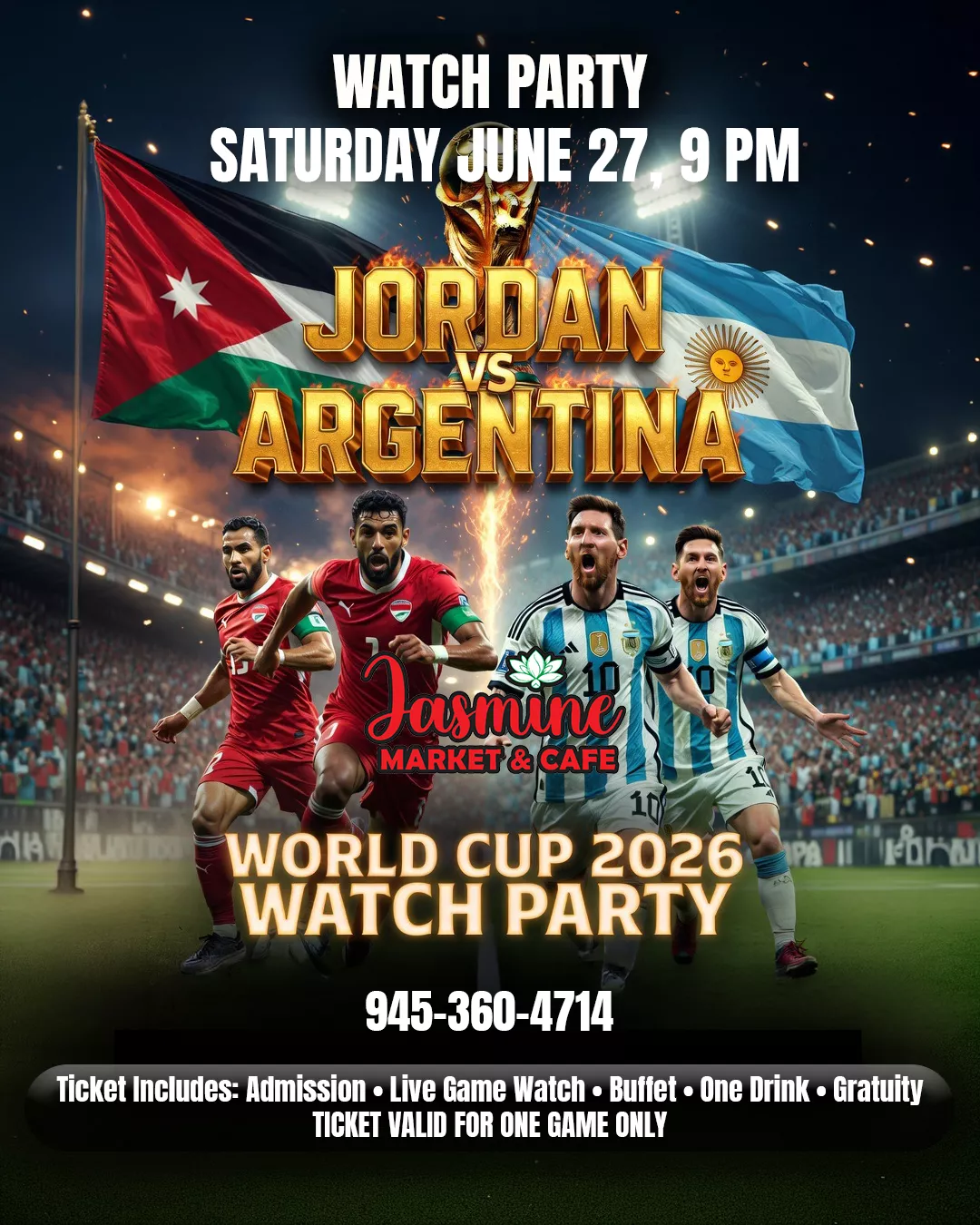 JORDAN VS ARGENTINA GAME WATCH PARTY image