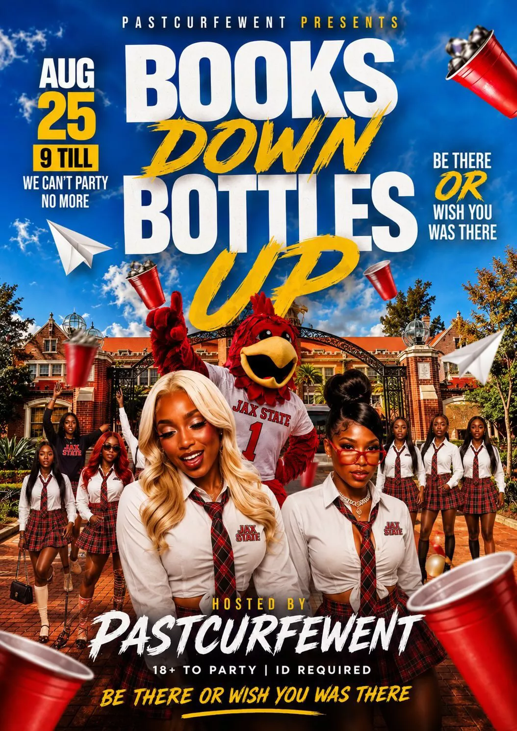 Books down bottles up image