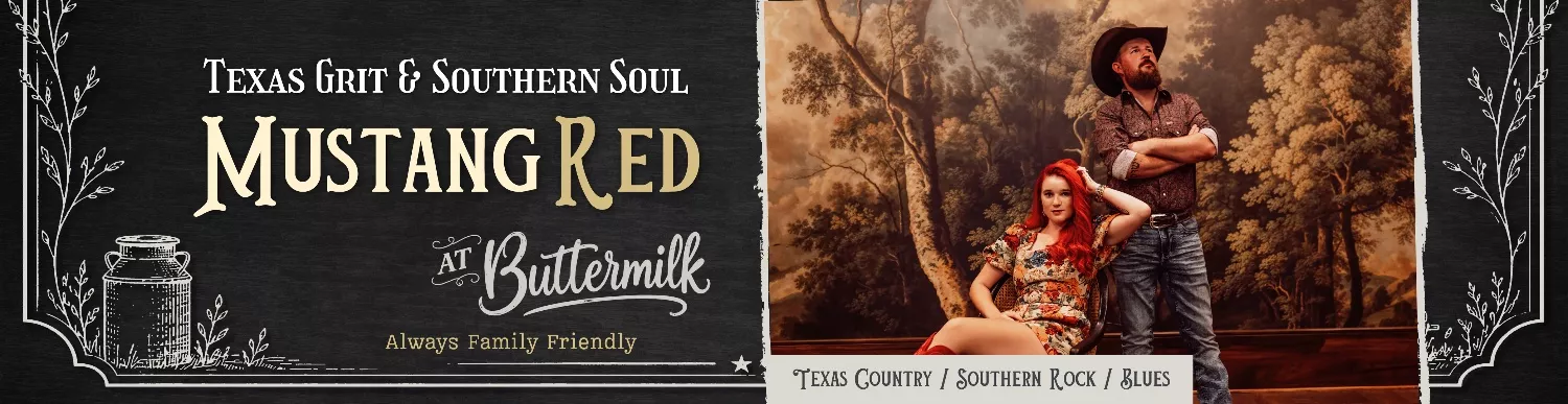 Get Information and buy tickets to Mustang Red - Texas Grit & Southern Soul  on Buttermilk Cafe