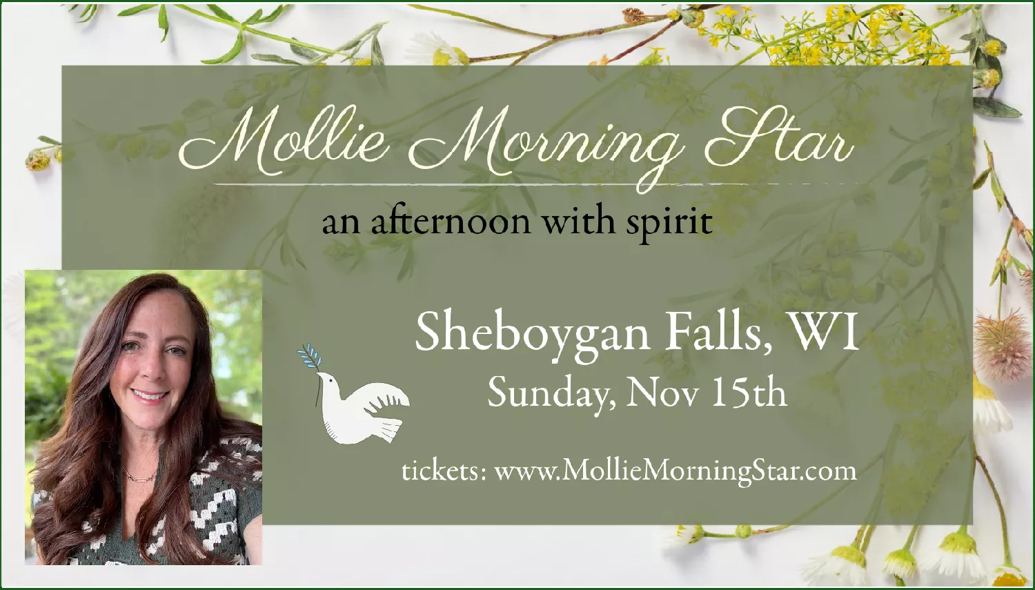 Get information & buy tickets toSheboygan Falls - An Afternoon with Wisconsin Psychic Medium Mollie Morning Star  on Nov 15, 15:00 @The Bull At Pinehurst Farms - Manor House