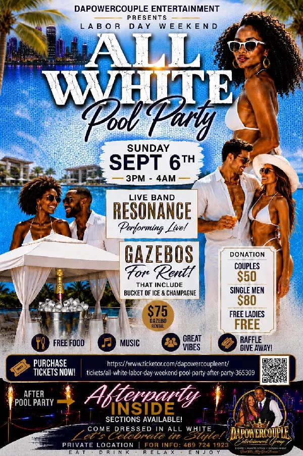 All white labor day weekend pool party/after party