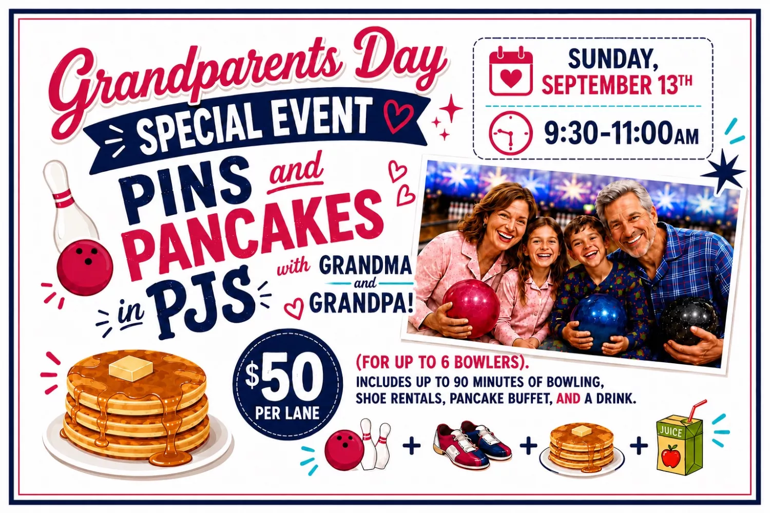 Pins and Pancakes in PJs with Grandma and Grandpa