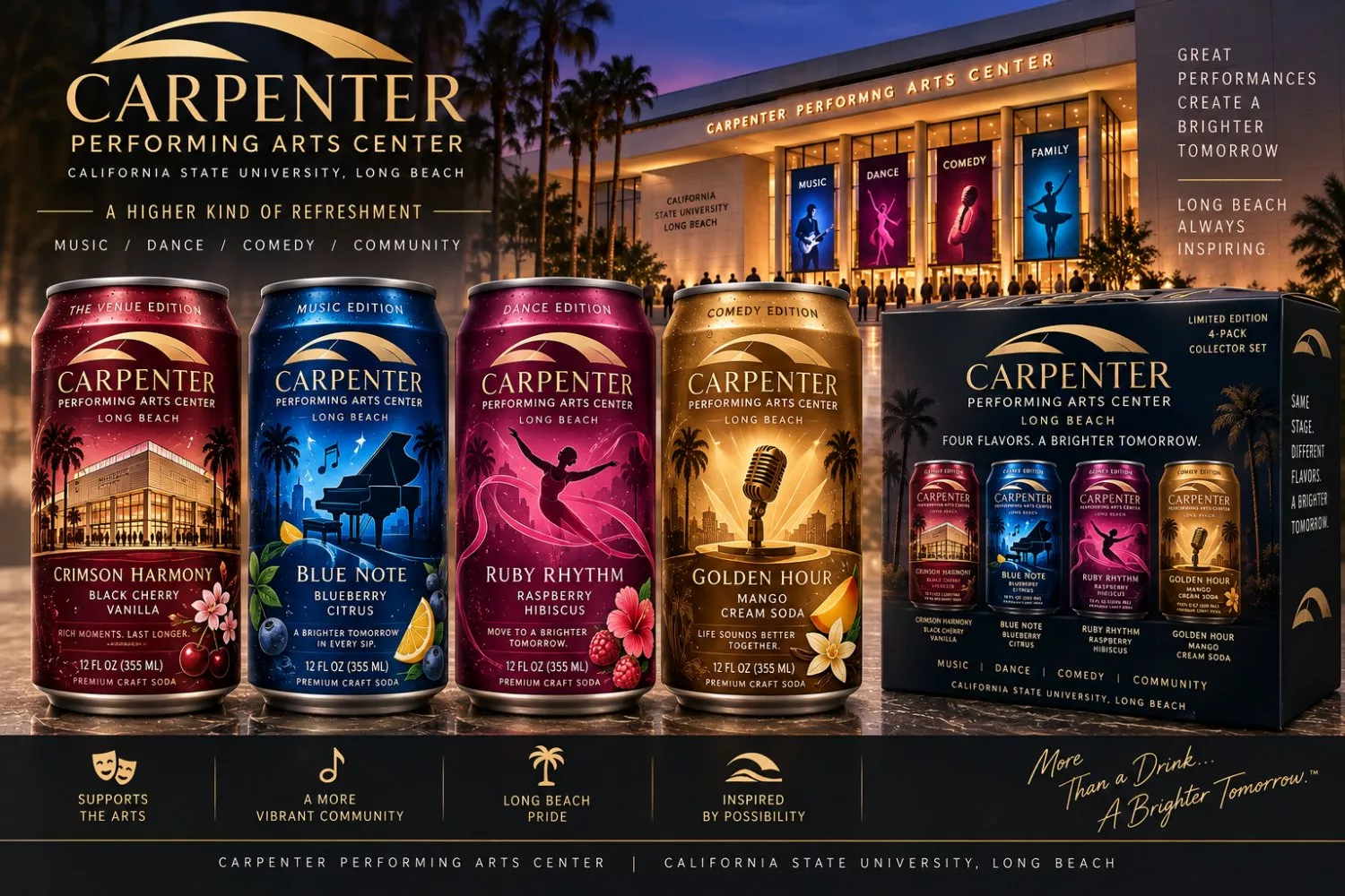 Carpenter Center PAC Souvenir Soda Can Set