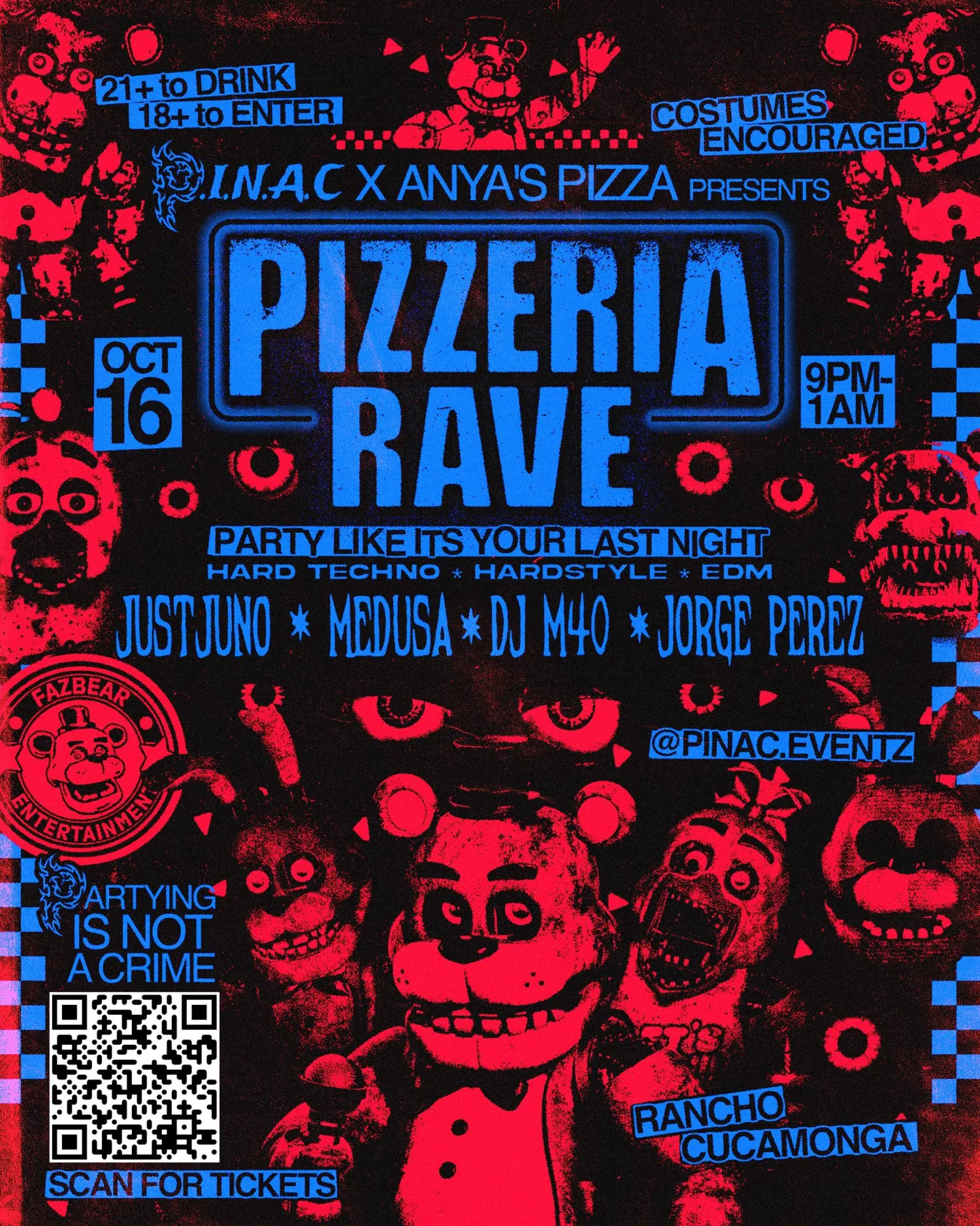 Get information & buy tickets toPizzeria Rave  on Oct 16, 21:00 @Anyas Pizza | PINAC